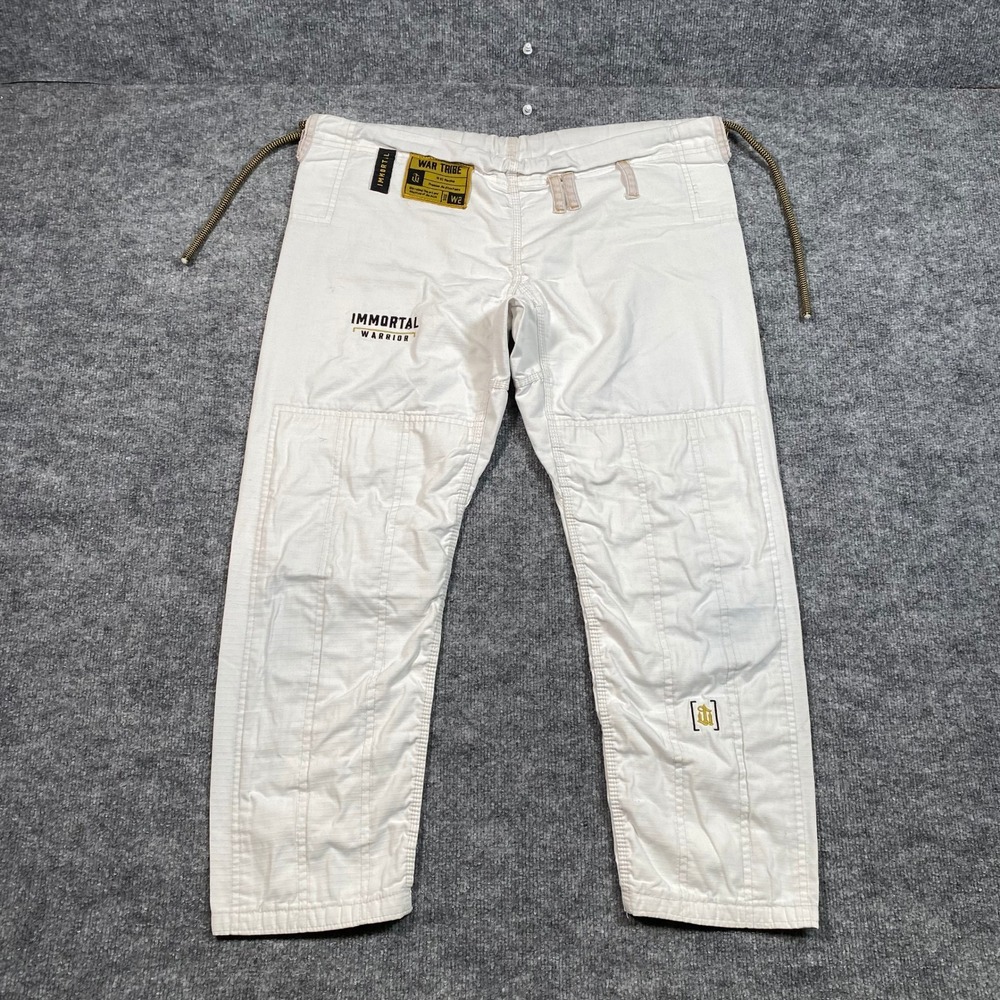 War Tribe Immortal Warrior White BJJ Gi Pants 10 oz Ripstop W2 Mens